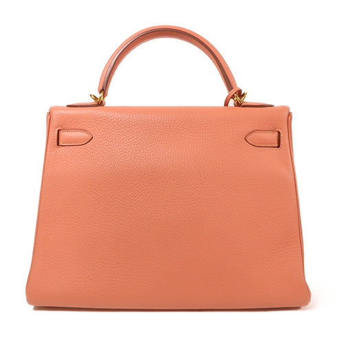 HERMES PHW Kelly 32 2 Way Bag Togo Leather Rose Tea