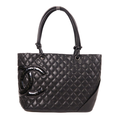 CHANEL CC SHW Cambon Line Shoulder Tote Bag Calfskin Leather Black