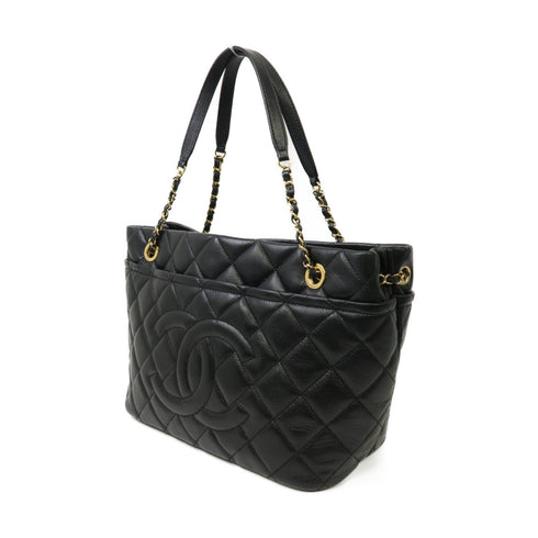 CHANEL Quilted CC GHW Chain Shoulder Bag Calfskin Leather Black v3