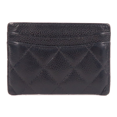 CHANEL CC GHW Card Case/Card Holder Calfskin Leather Black