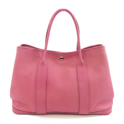 HERMES PHW Garden Party PM Tote Shoulder Bag Negonda Leather Red