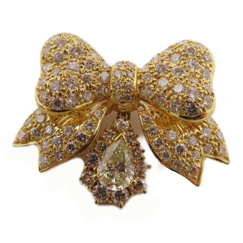 FINE JEWELRY 1.01ct 3.35ct Diamond Brooch 18K Yellow Gold 9.7g