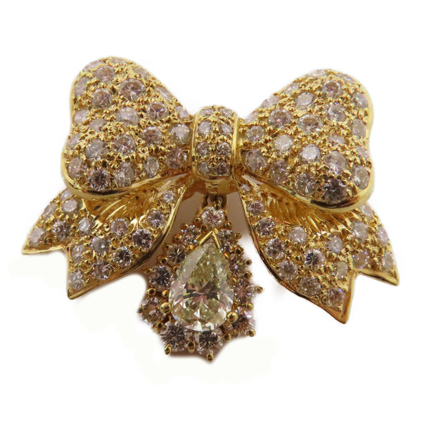 FINE JEWELRY 1.01ct 3.35ct Diamond Brooch 18K Yellow Gold 9.7g