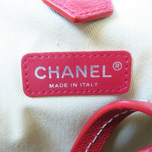 CHANEL CC SHW Tote Bag Canvas/Calfskin Leather Multi Color/Red