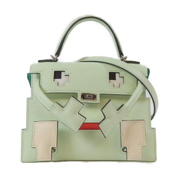 HERMES PHW Kelly Doll 2 Way Shoulder Handbag Veau Epsom Leather Vert Fizz Green
