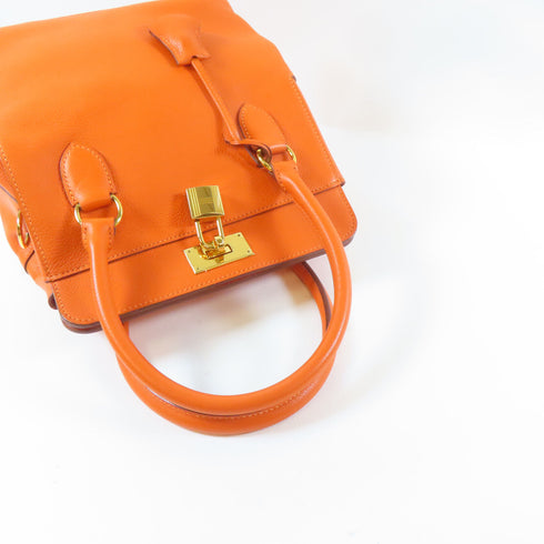 HERMES GHW Tool Box 20 2 Way Shoulder Bag Handbag Evercolor Leather Feu Orange