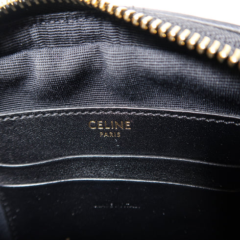 CELINE GHW C Charm Shoulder Bag Calfskin Leather Black
