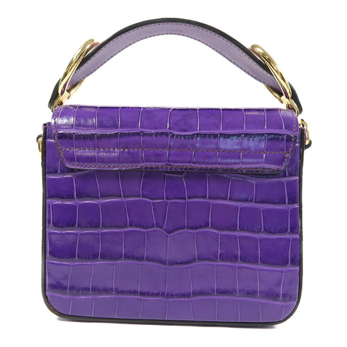 Chloe GHW Mini C Bag 2 Way Bag Calfskin Leather Purple