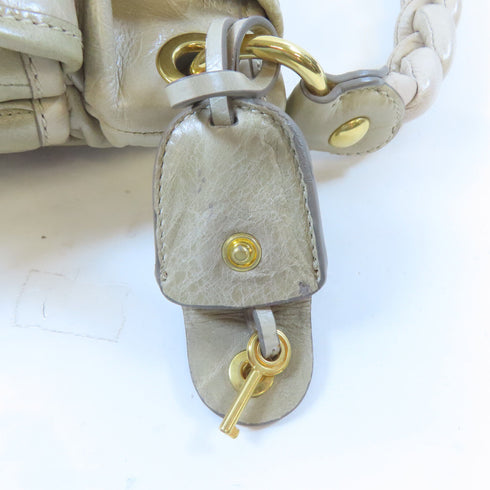 Miu Miu GHW 2 Way Shoulder Handbag Calfskin Leather Gray