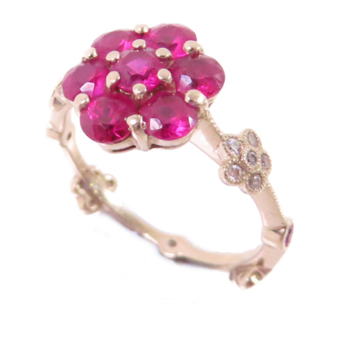 Jewelry 1.49ct Ruby 0.19ct Diamond Ring US#5.75 18K Yellow Gold