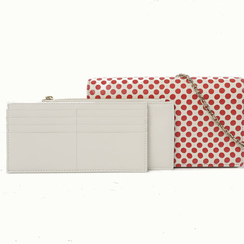 Christian Dior CD GHW Wallet On Chain Shoulder Bag Calfskin Leather White/Red