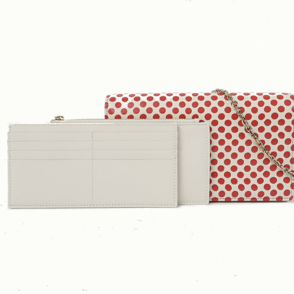 Christian Dior CD GHW Wallet On Chain Shoulder Bag Calfskin Leather White/Red