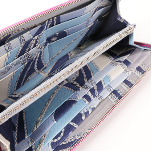 HERMES PHW Silk In Classique Long Wallet 075187CK Epsom Leather Purple