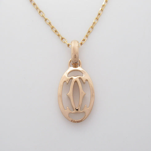 CARTIER Logo Double C Necklace B7219200 Diamond 18K Pink Gold