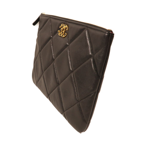 CHANEL CC GHW Clutch Lambskin Leather AP0952 Black