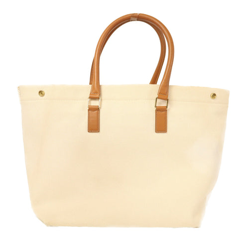 CELINE GHW Horizontal Cabas Tote Bag Canvas White