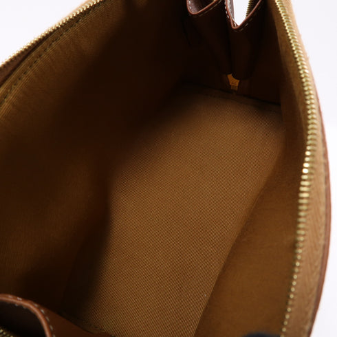 CELINE GHW Triomphe Chain Shoulder Bag Canvas Beige Brown