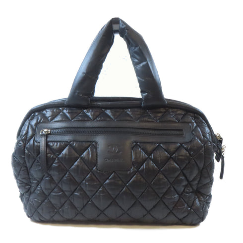 CHANEL Quilted CC SHW Coco Cocoon Shoulder Tote Bag Handbag Nylon Black