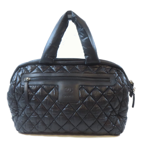 CHANEL Quilted CC SHW Coco Cocoon Shoulder Tote Bag Handbag Nylon Black