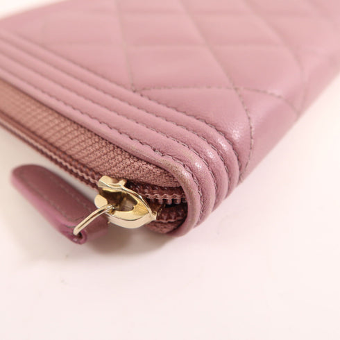 CHANEL CC GHW Boy Long Wallet Lambskin Leather