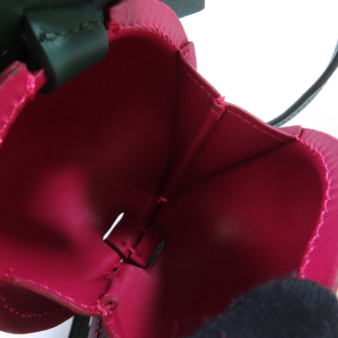 LOEWE Peach Pouch Charm With Strap Calfskin Leather Pink Green