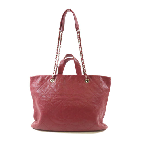 CHANEL CC SHW 2 Way Chain Shoulder Bag Calfskin Leather Red