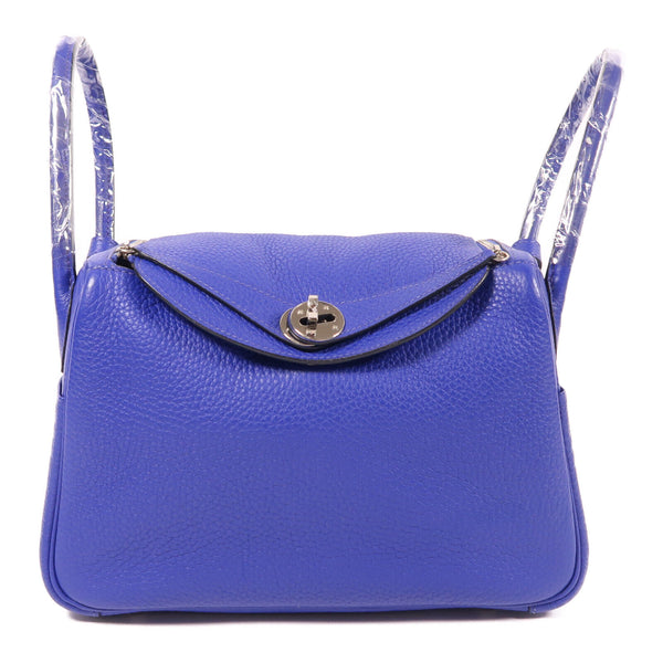 HERMES PHW Lindy 26 2 Way Shoulder Bag Clemence Leather Bleu Electrique