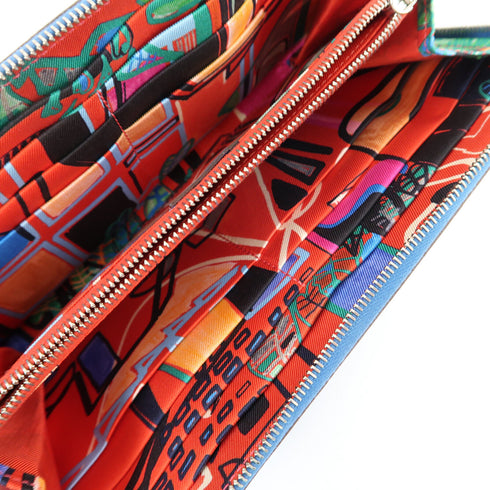 HERMES PHW Silk In Long Wallet Veau Epsom Leather Blue