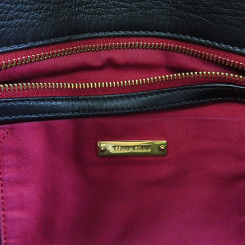 Miu Miu GHW Shoulder Bag Calfskin Leather Black