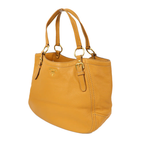 PRADA GHW Sacca 2 Manici Shoulder Bag BR4691 Calfskin Leather Orange