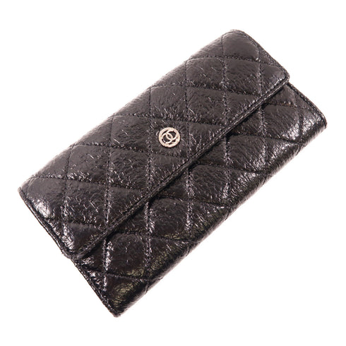 CHANEL CC SHW Long Wallet Calfskin Leather Black v1
