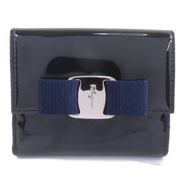 Salvatore Ferragamo SHW Wallet Patent Leather Blue