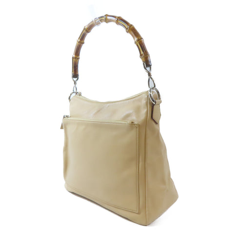 GUCCI GG SHW Handbag Bag 002122 Leather Bamboo Beige