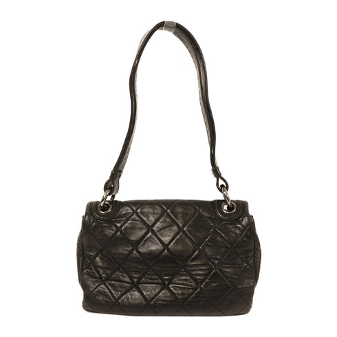 CHANEL CC SHW Shoulder Bag Calfskin Leather Black v1