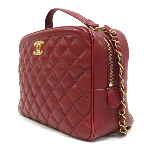 CHANEL Quilted CC GHW 2 Way Shoulder Bag Handbag AS7960 Calfskin Leather Red