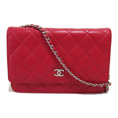 CHANEL Quilted CC SHW WOC Wallet On Chain Shoulder Bag Leather Pink