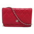 CHANEL Quilted CC SHW WOC Wallet On Chain Shoulder Bag Leather Pink