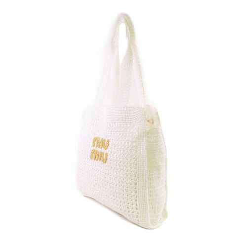 Miu Miu GHW Tote Bag Shoulder Bag PVC 5 BG 230 White