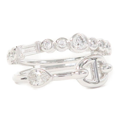 HERMES Chaine d'Ancre Chaos Fancy Ring 18K White Gold #51 #US5.75