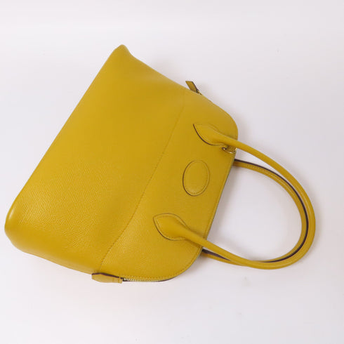 HERMES GHW Bolide 27 2 Way Shoulder Handbag Veau Epsom Leather Jaune Ambre