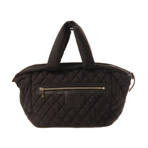 CHANEL CC SHW Coco Cocoon Hand Bag Canvas Black