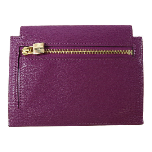 HERMES GHW Kelly Pocket Bifold Wallet Chevre Leather Rose Purple