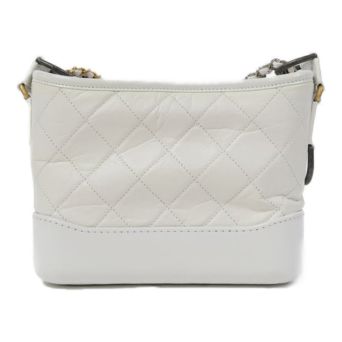 CHANEL Quilted CC Gabrielle Chain Shoulder Bag Calfskin Leather White v1