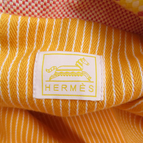 HERMES Epopee Duffle Bag Shoulder Bag Canvas Red Yellow White