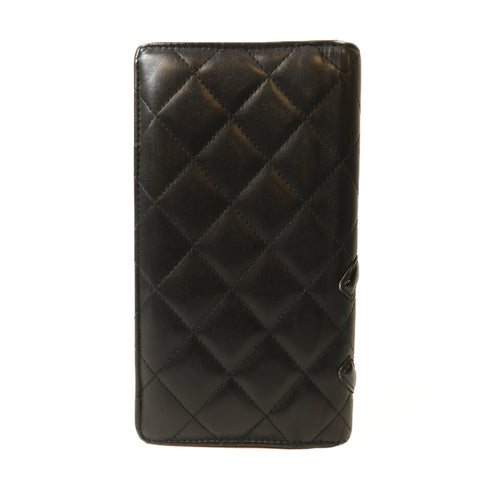 CHANEL Quilted CC Cambon Line Long Wallet Calfskin Leather Black