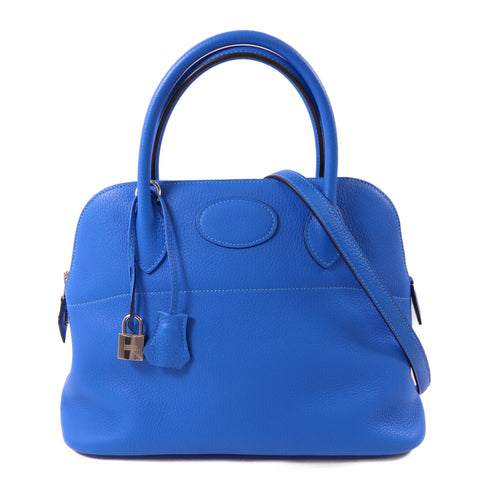HERMES PHW Bolide 31 2 Way Bag Taurillon Clemence Leather T7 Bleu Hydra