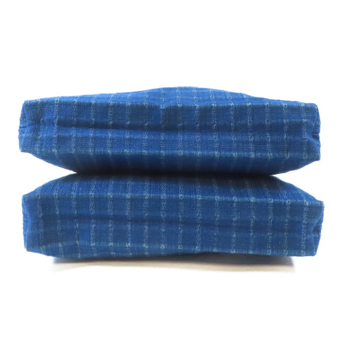 HERMES PHW Amedaba Shoulder Tote Bag Canvas Blue