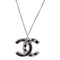 CHANEL CC Necklace Accessories Metal Black Silver