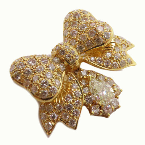 FINE JEWELRY 1.01ct 3.35ct Diamond Brooch 18K Yellow Gold 9.7g