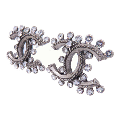 CHANEL CC Earrings Accessories Metal PVC Silver White